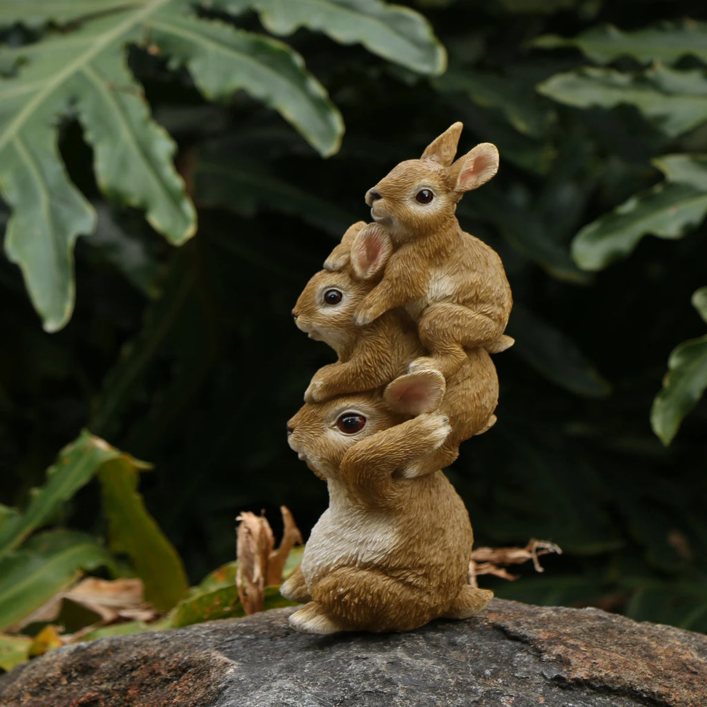 Whimsical Easter Bunny Figurine with Flower Crown Table Decor