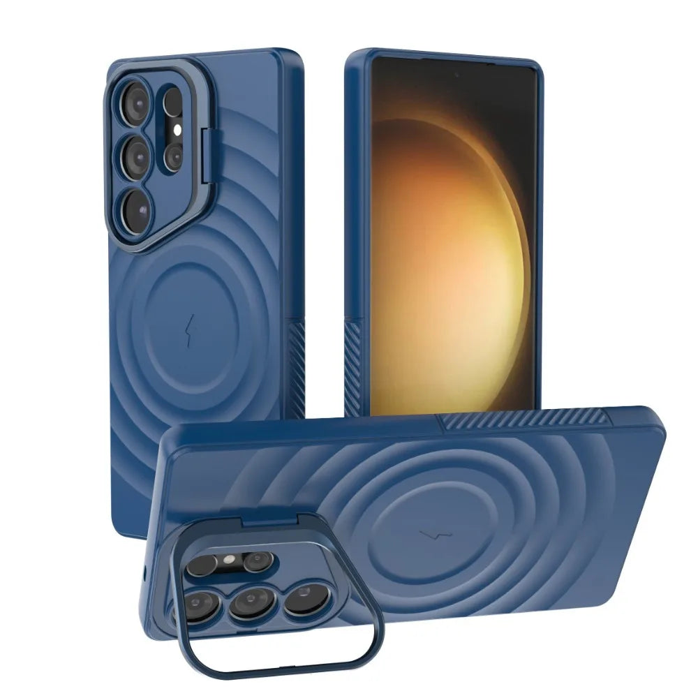 Protective Galaxy S25 Ultra Case with Magnetic Lens Holder & Kickstand
