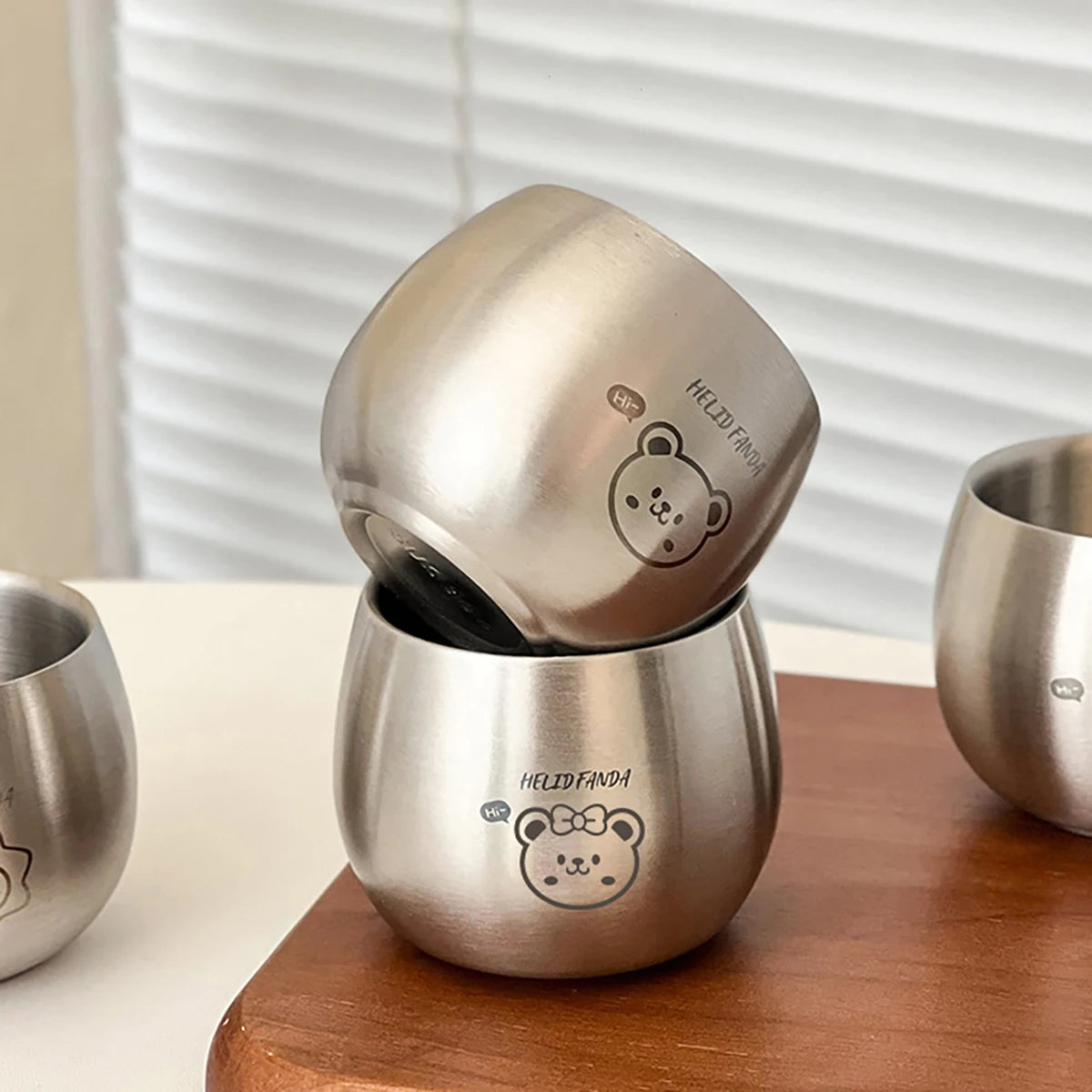 Double-Layer Cute Metal Coffee Cup for Kids - 120ml Stainless Steel