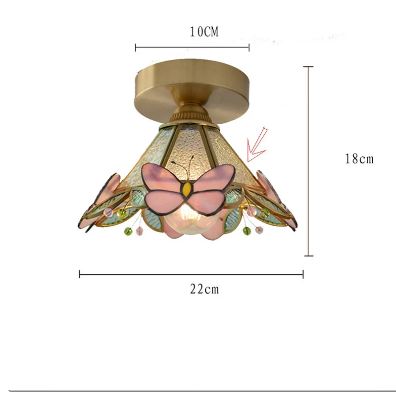 Butterfly Glass Copper LED Pendant Lamp for Modern Indoor Decor