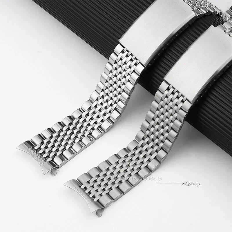 Premium Curved Stainless Steel Watch Band - 18mm, 20mm, 22mm Sizes
