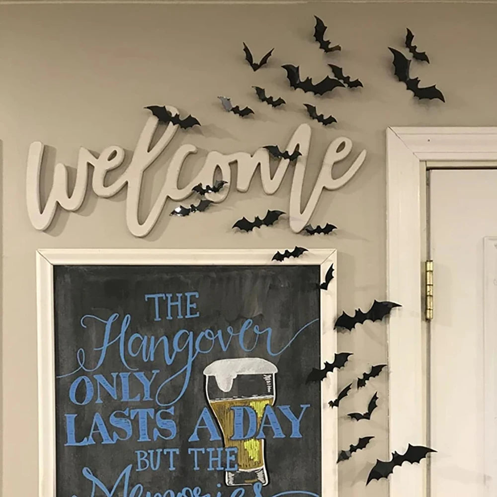 Spooky 3D Black Bat Wall Stickers for Halloween Decor