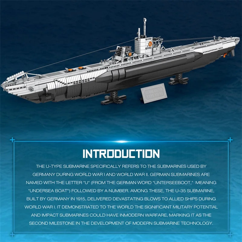 MOULD KING 3987pcs U-Boat Building Blocks - Fun Submarine Model for Kids
