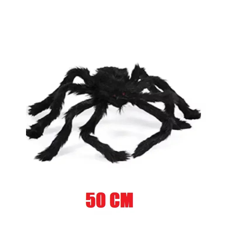 Giant Black Plush Spider Halloween Decoration - Realistic Party Prop