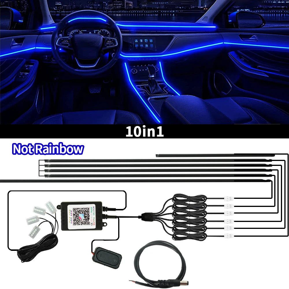 App-Controlled RGB LED Strip Lights for Car Interiors