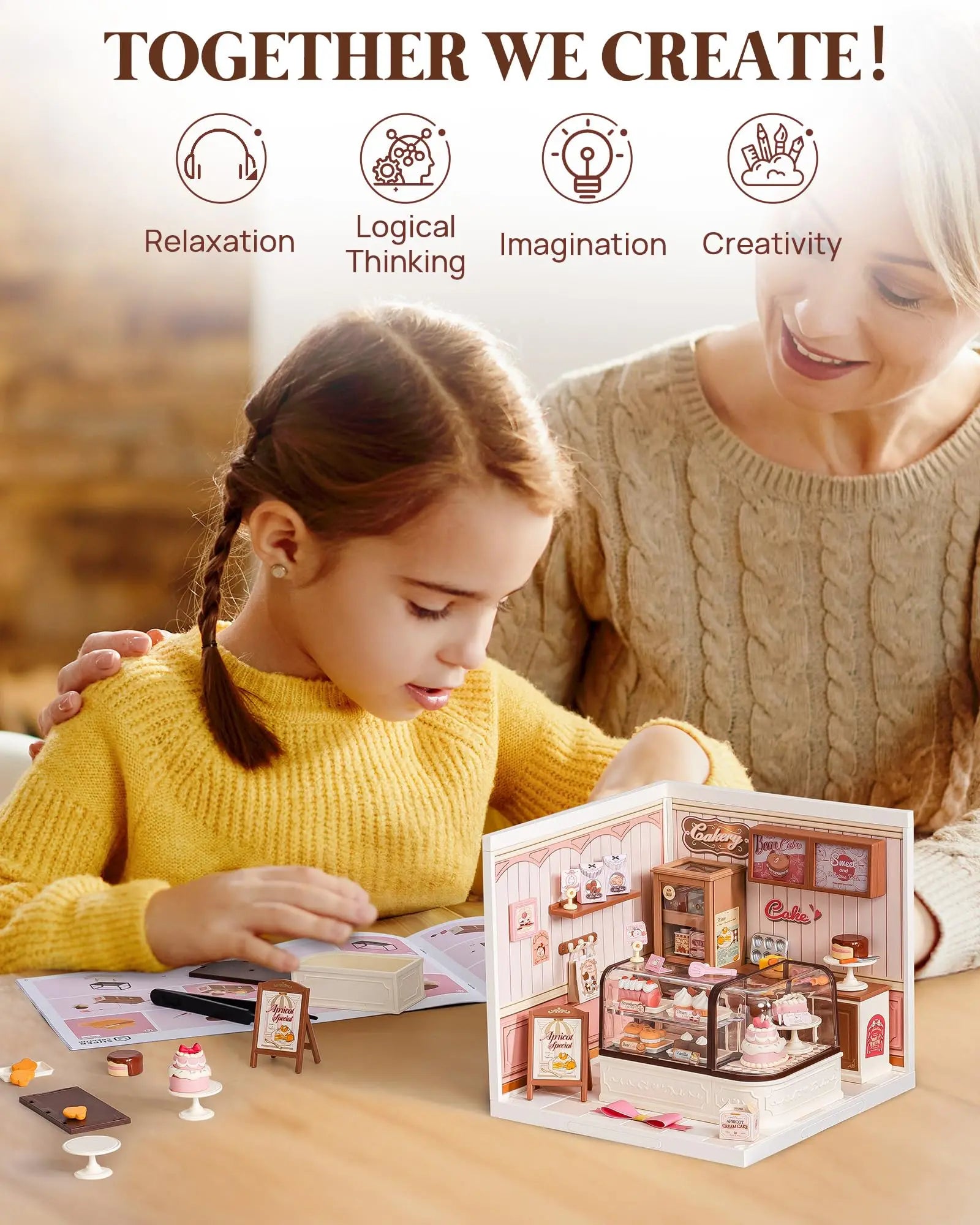Robotime Rolife Tasty Cake Shop Dollhouse Building Kit - Creative Gift