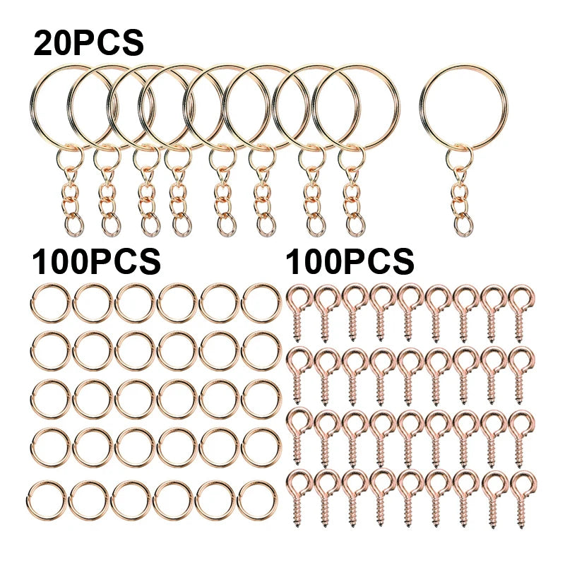 220pcs Keychain Making Supplies Kit - DIY Craft Jewelry Accessories