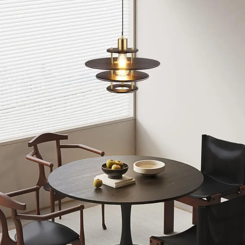 Vintage Walnut Wood Pendant Light for Dining & Bar Spaces