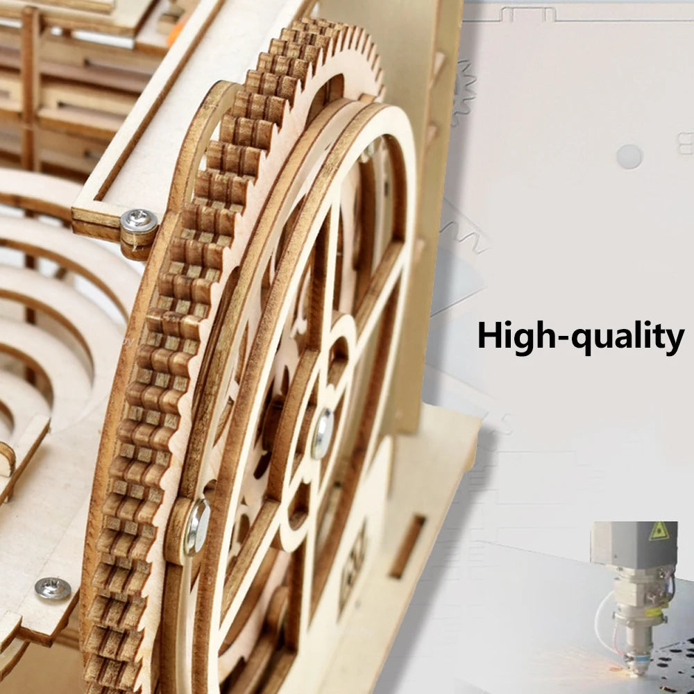 3D Wooden Puzzle Marble Run Set - DIY Mechanical Model Kit for All Ages