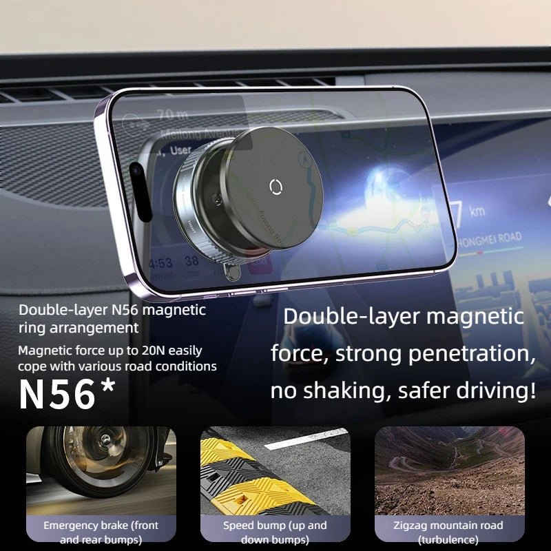 Magnetic Vacuum Phone Stand | 360° Rotatable Car Mount for Smartphones