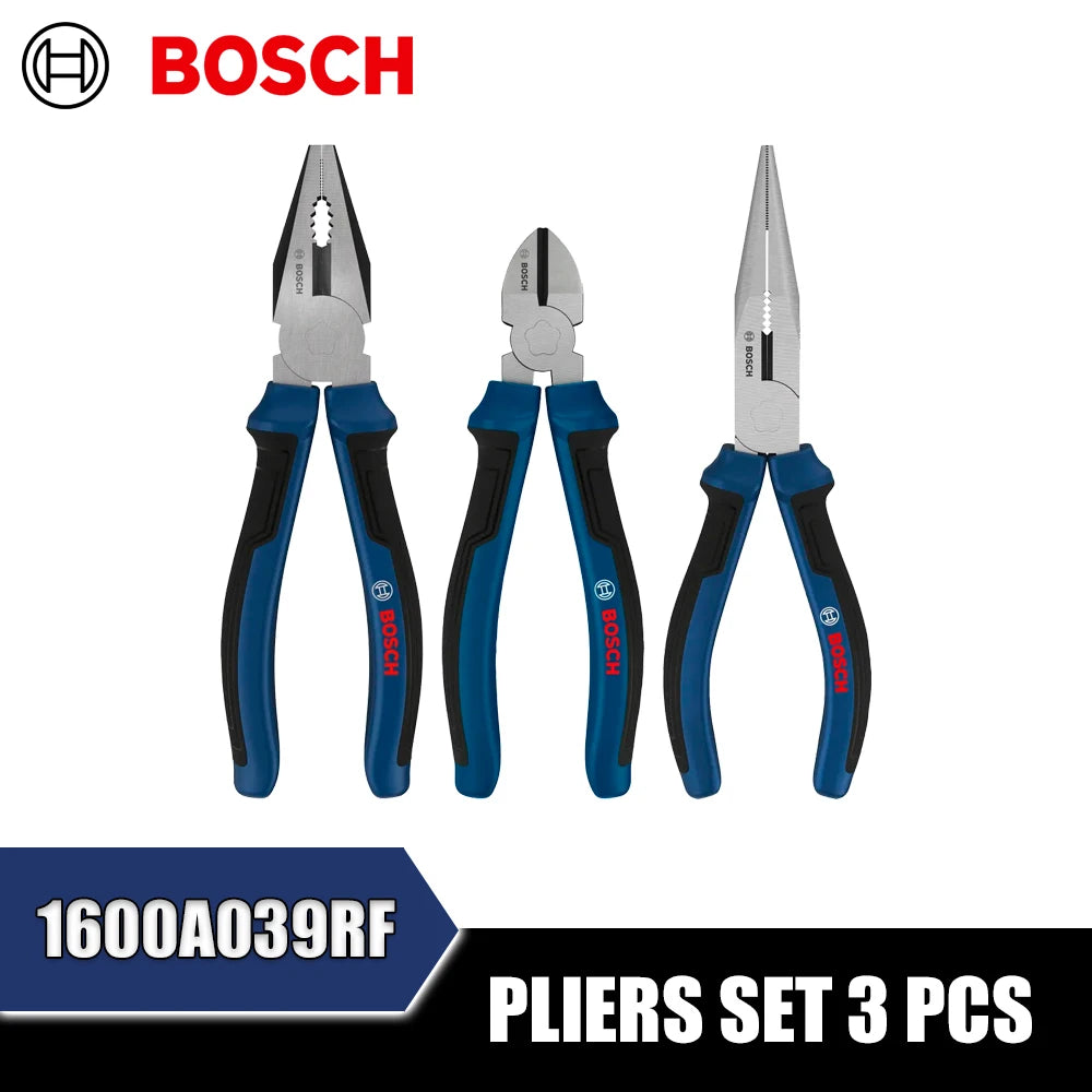 Bosch 3-Piece Pliers Set - Combination, Diagonal & Long-Nose