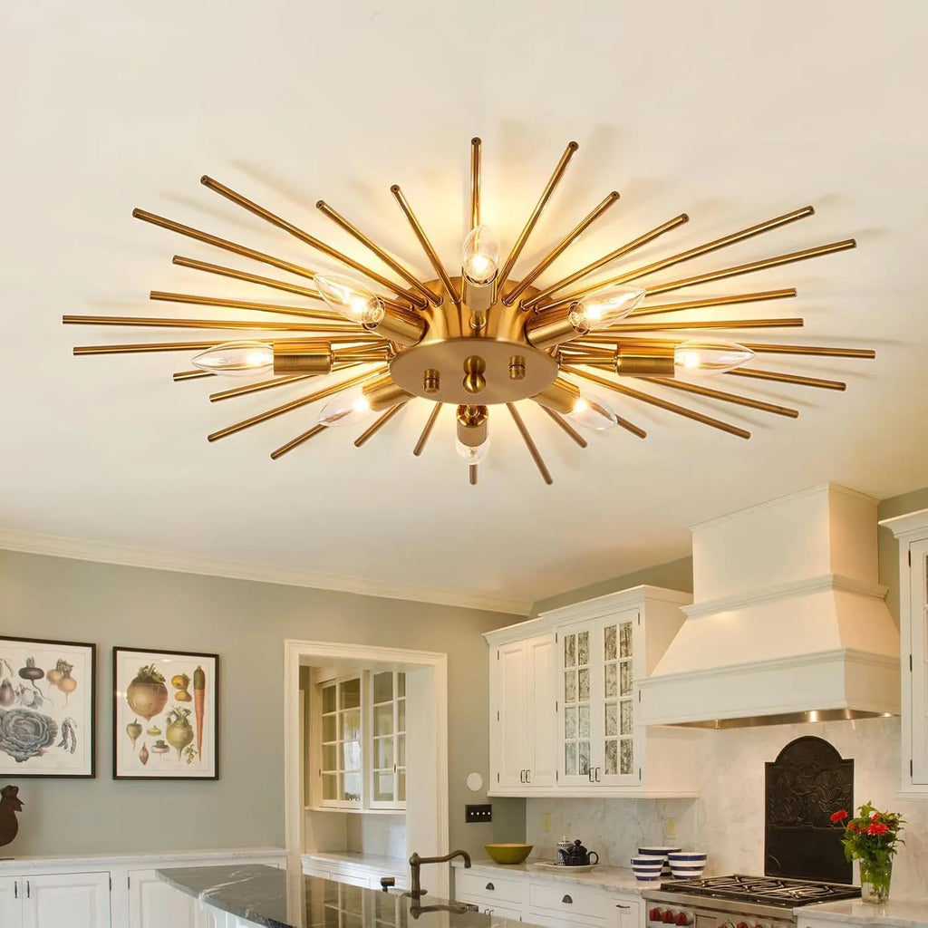 Elegant Modern Gold Metal LED Ceiling Light for Home & Restaurant