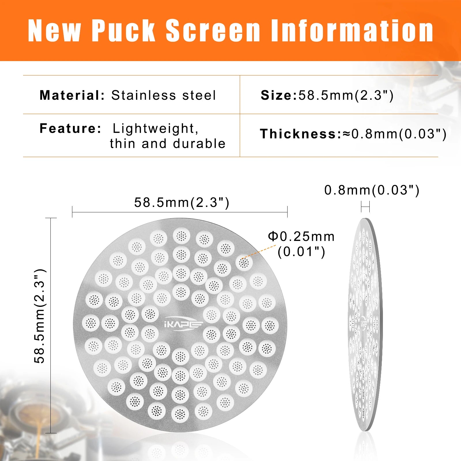 IKAPE Coffee Puck Screen V2 - Ultra-Thin 304 Stainless Steel Filter