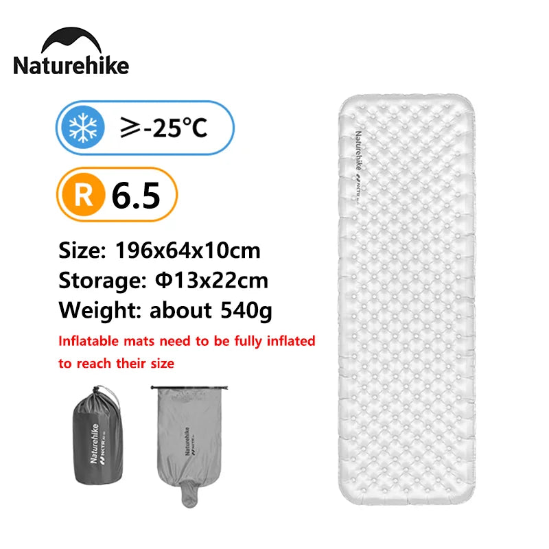Naturehike Ultralight Camping Air Mattress with High R-Value for Winter