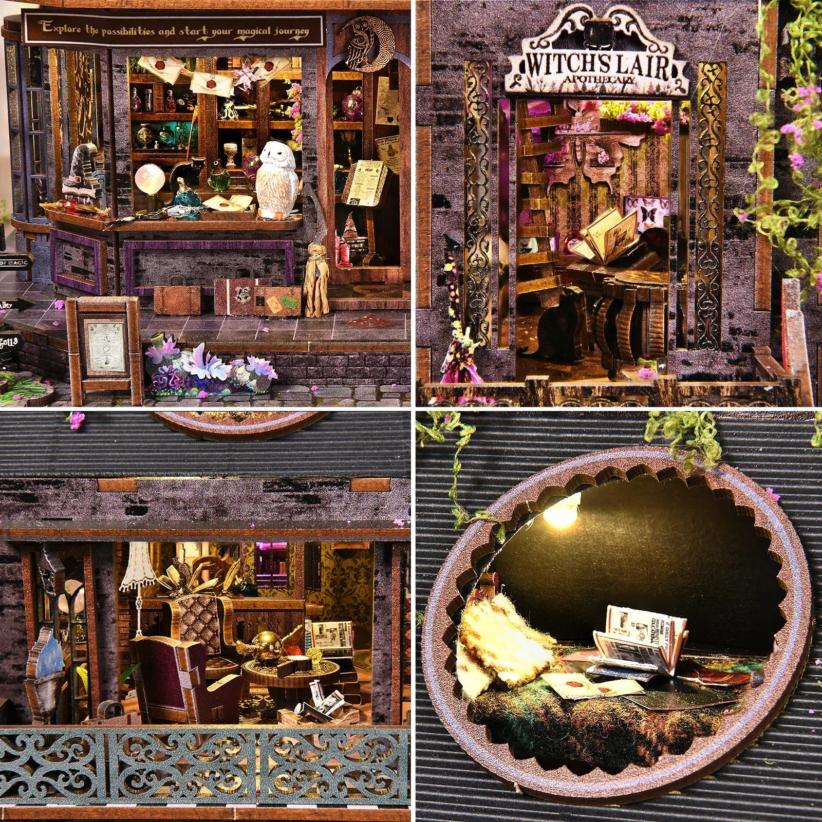 ASLOWSNAIL 3D Magic Castle DIY Book Nook Kit - Wooden Puzzle Decor