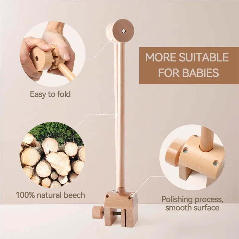 Wooden Baby Mobile Rattle Toy for Newborns - 0-12 Months