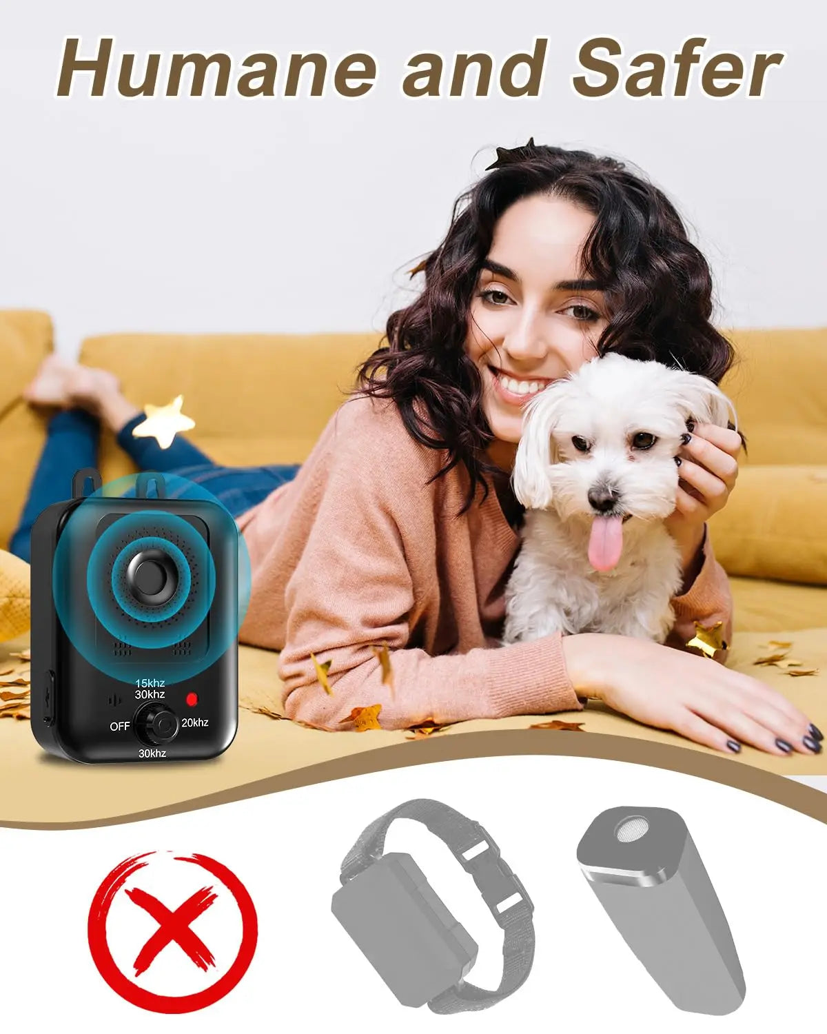 Rechargeable Ultrasonic Dog Bark Deterrent – Indoor & Outdoor Control