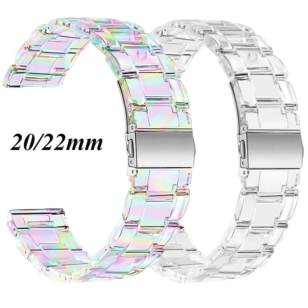 Versatile Transparent Resin Watch Strap for Samsung Galaxy & Xiaomi