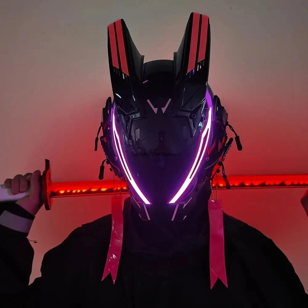 JAUPTO LED Techwear Mask - Futuristic Glowing Accessory for Events