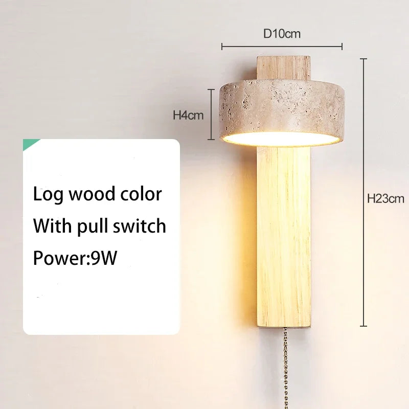 Modern Stone Wall Lamp with Rotatable LED and Pull Switch