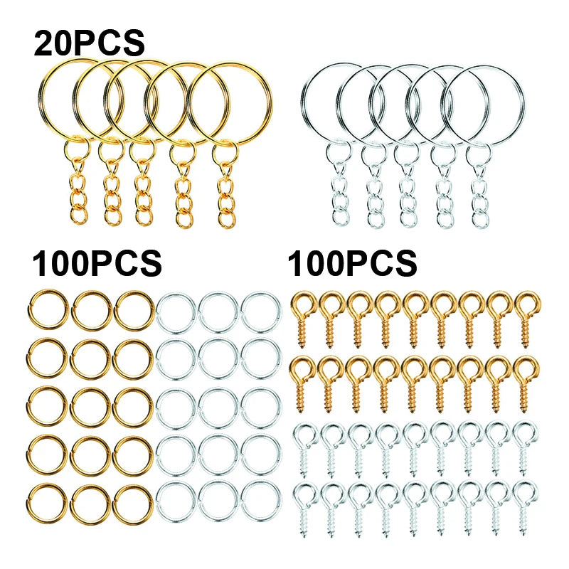 220pcs Keychain Making Supplies Kit - DIY Craft Jewelry Accessories