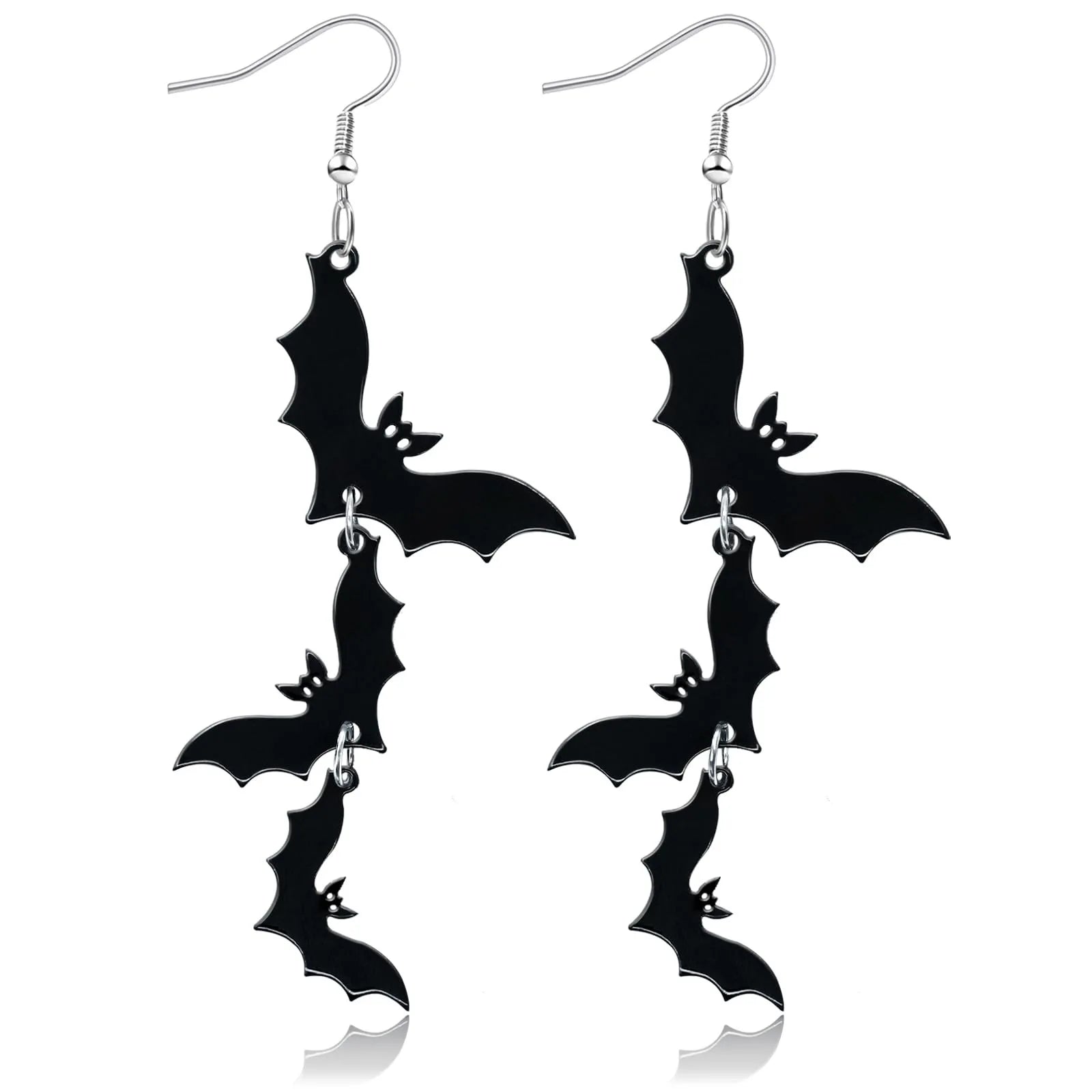 Halloween Skull Bat Drop Dangle Earrings | Spooky Multi-Layered Set