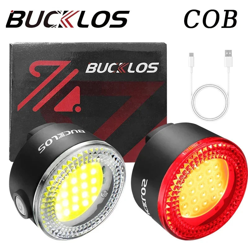 BUCKLOS USB Rechargeable Bike Lights - Front & Rear LED Safety Set
