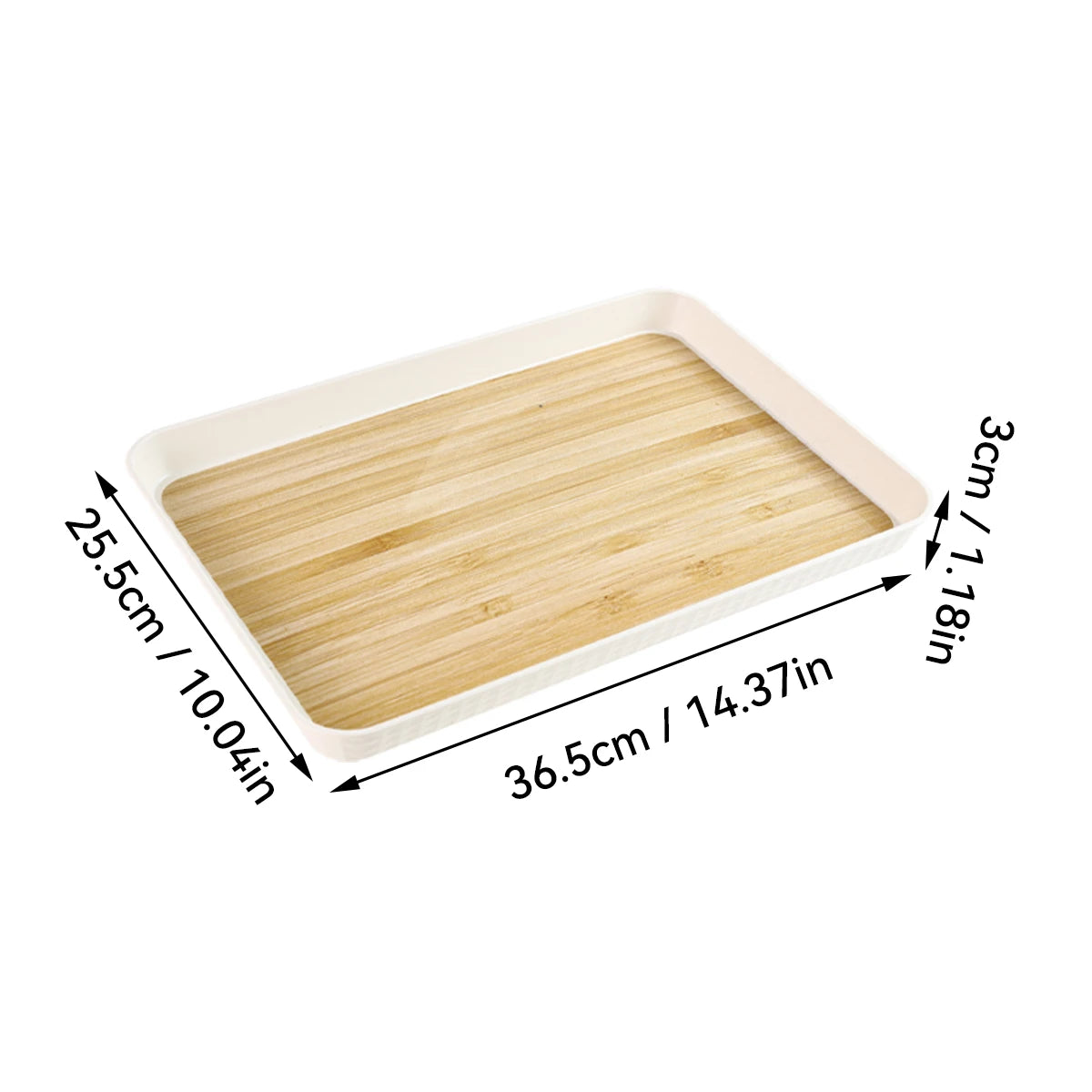 Eco-Friendly Wood Grain Plastic Serving Tray | Multi-Functional Organizer