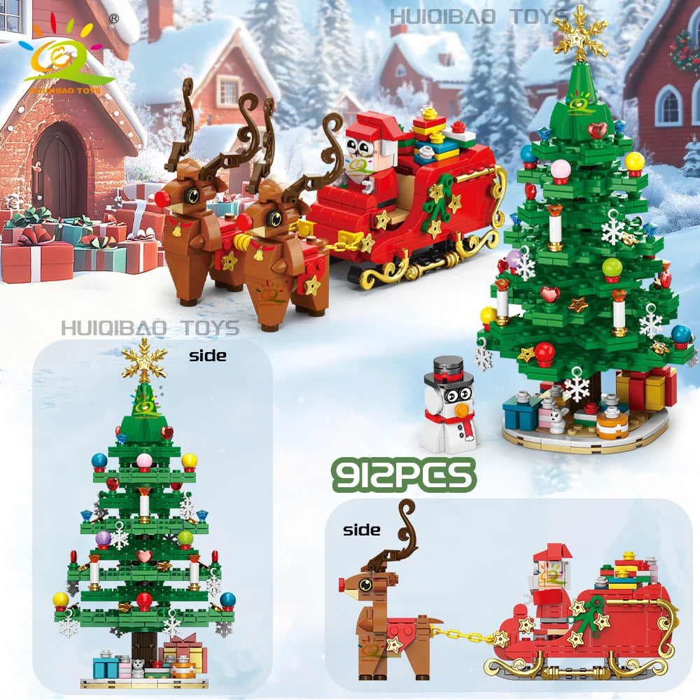 HUIQIBAO Christmas Train Countdown Building Block Set for Kids & Adults