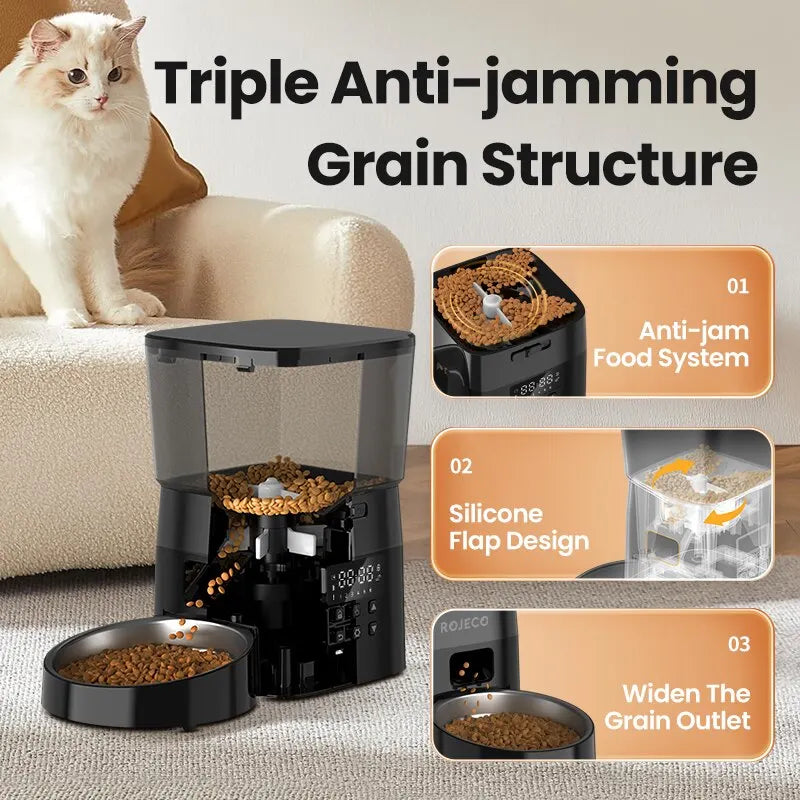 ROJECO Smart Automatic Pet Feeder - Schedule Meals with Ease