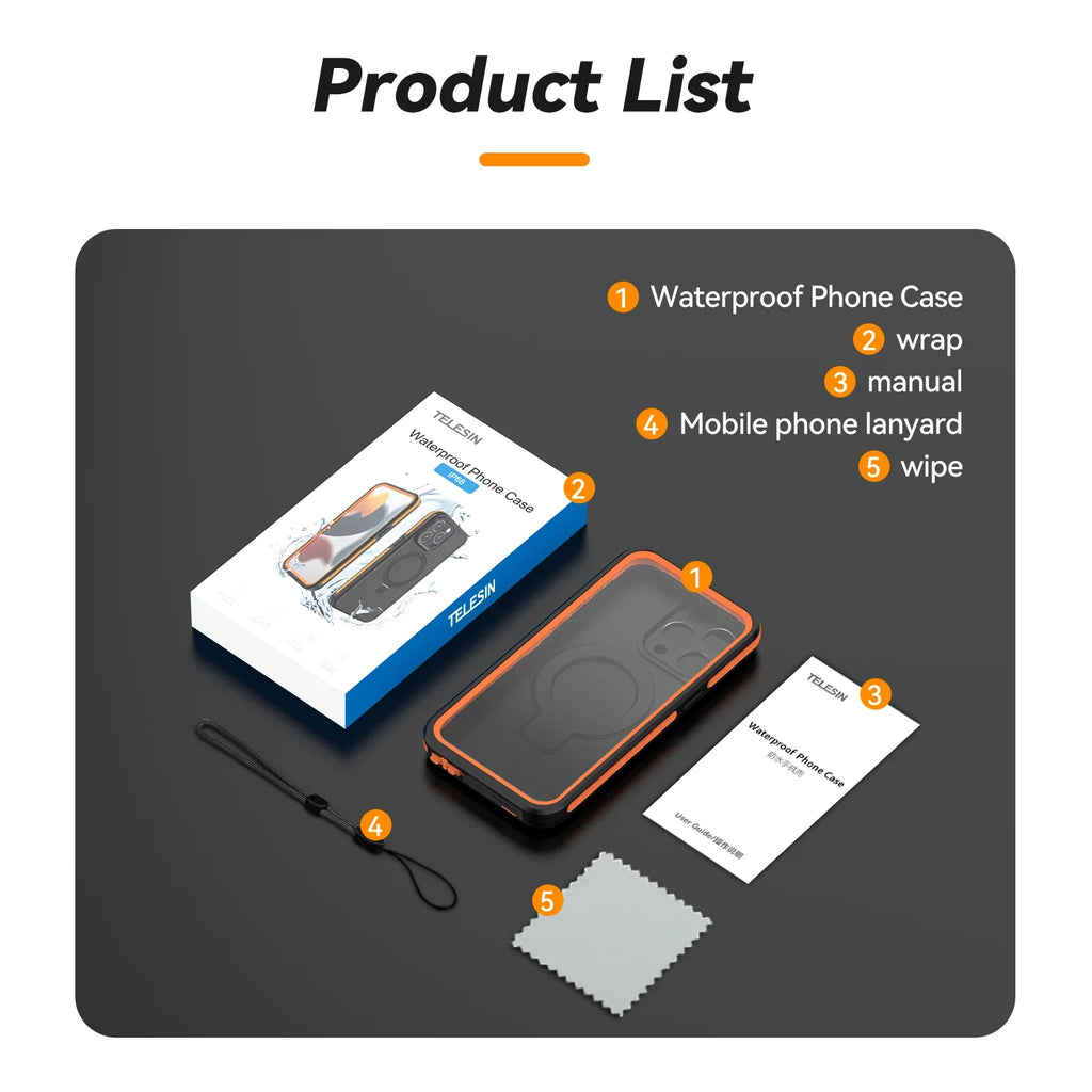 TELESIN Waterproof Case for iPhone 15 Pro Max - Ultimate Adventure Protection