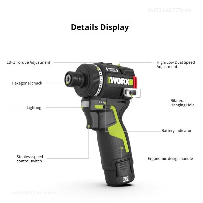 Worx WU139 Cordless Electric Impact Screwdriver - High Torque Power Tool