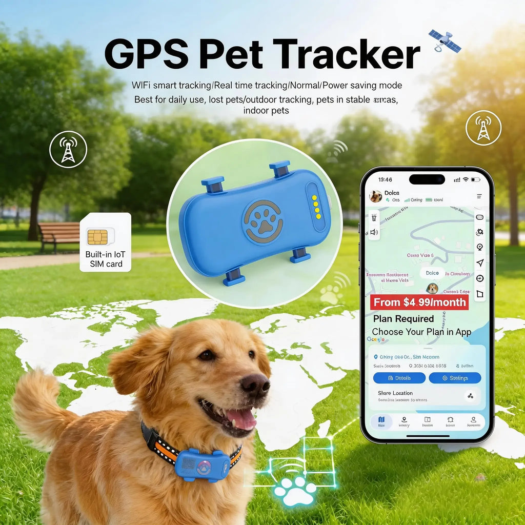 4G GPS Pet Tracker for Dogs & Cats - Real-Time Location & Waterproof