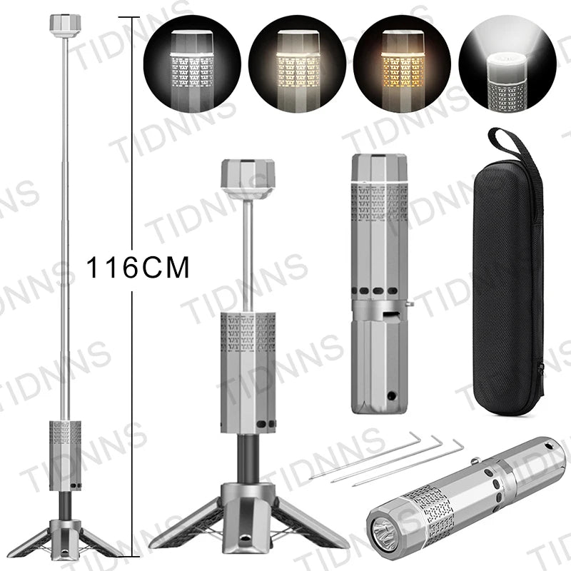 TIDNNS LED Camping Flashlight & Lantern - Rechargeable, Telescopic, Versatile