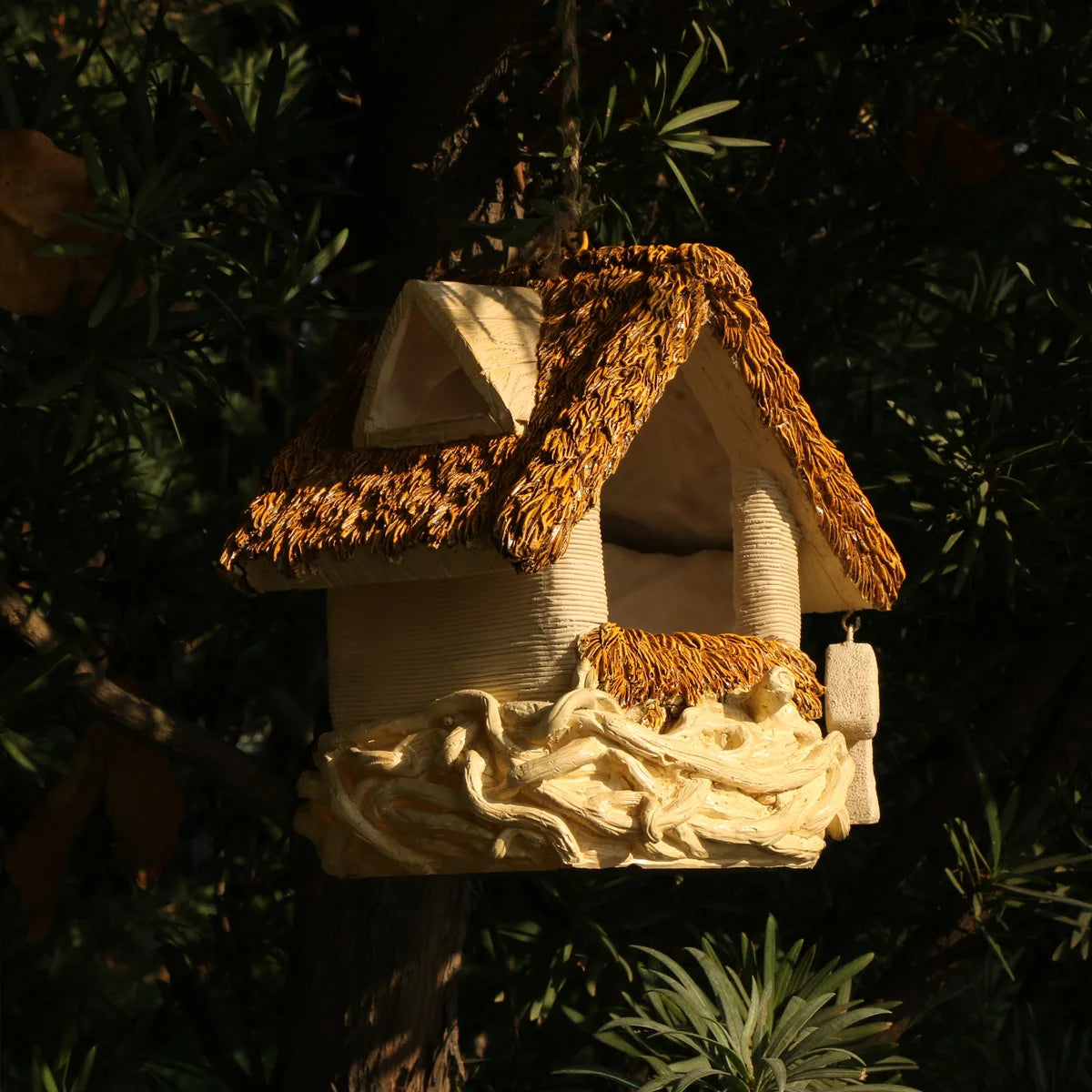 Cozy Whimsical Bird Nest Hanging Ornament for Garden Decor