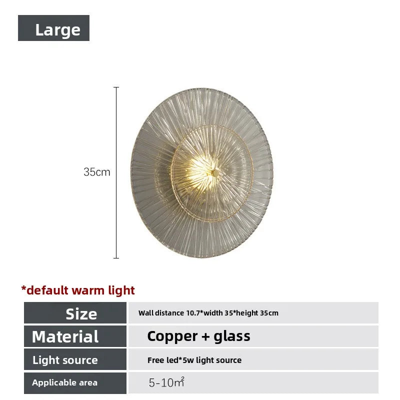 Modern LED Wall Lamp with Amber Glass Shade - Stylish Copper Lighting
