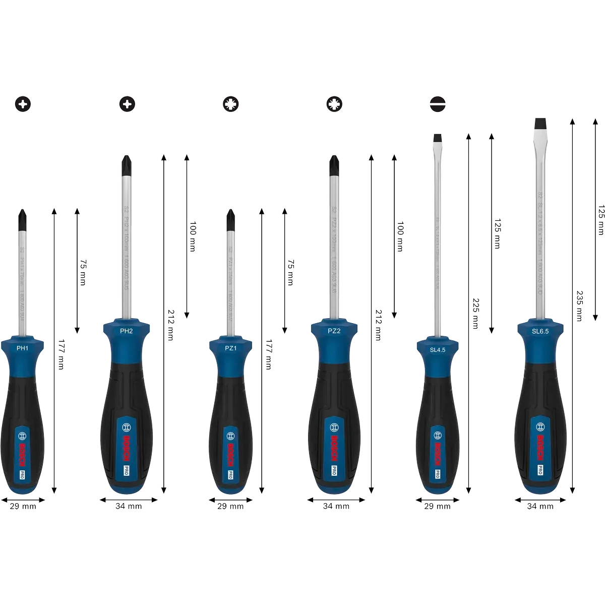 Bosch PRO Screwdriver Set - 6 Durable Hand Tools for Heavy-Duty Tasks
