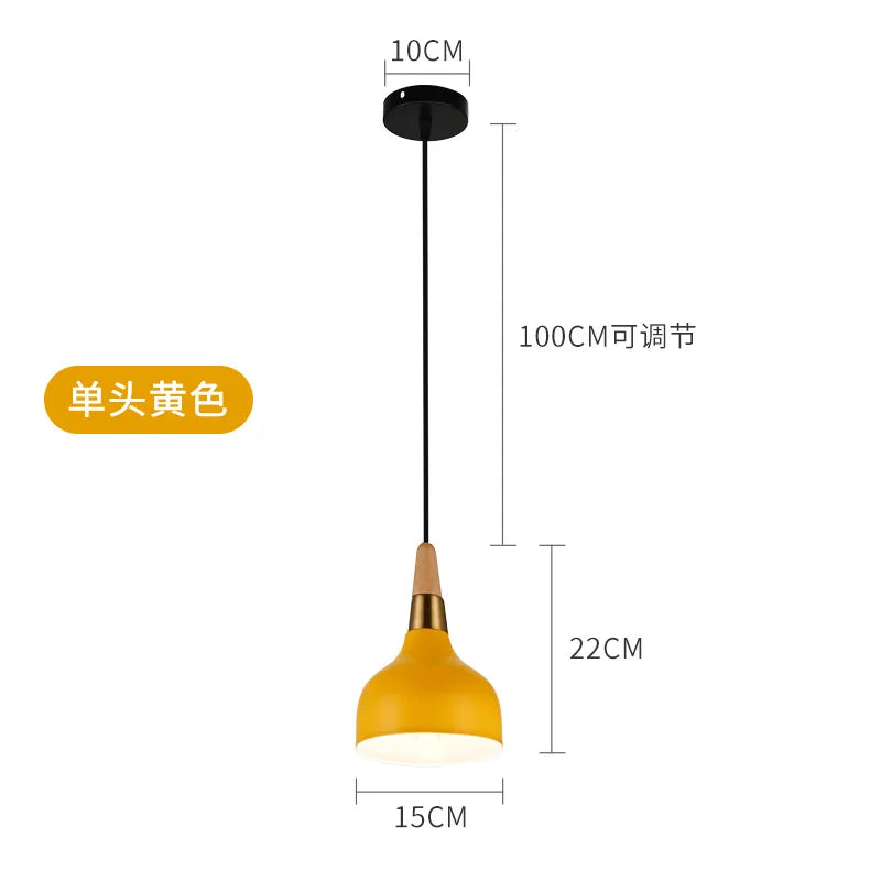 Nordic Chandelier Pendant Light with Wooden Handle - Modern Design