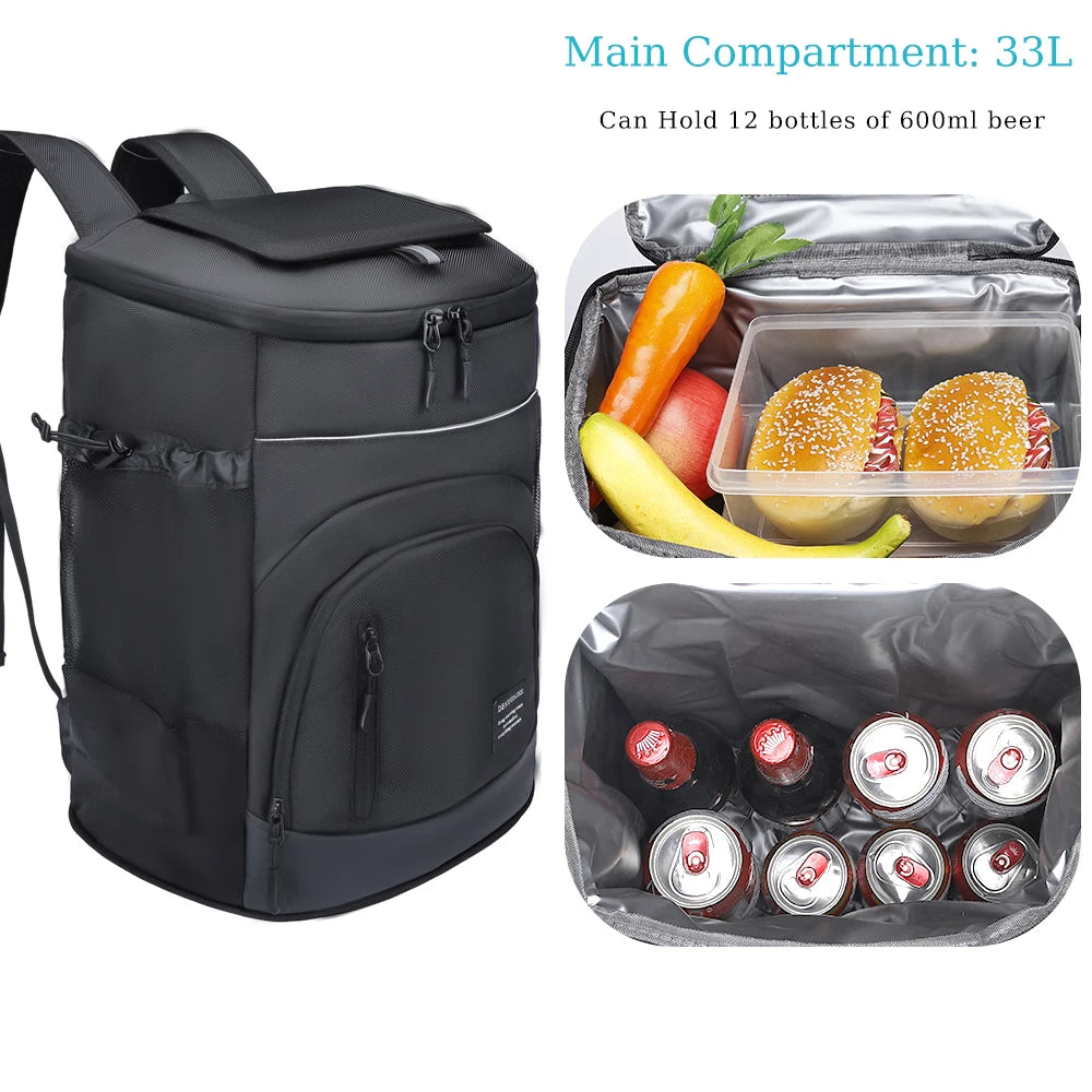 33L Insulated Thermal Backpack - Perfect for Beach and Outdoor Fun
