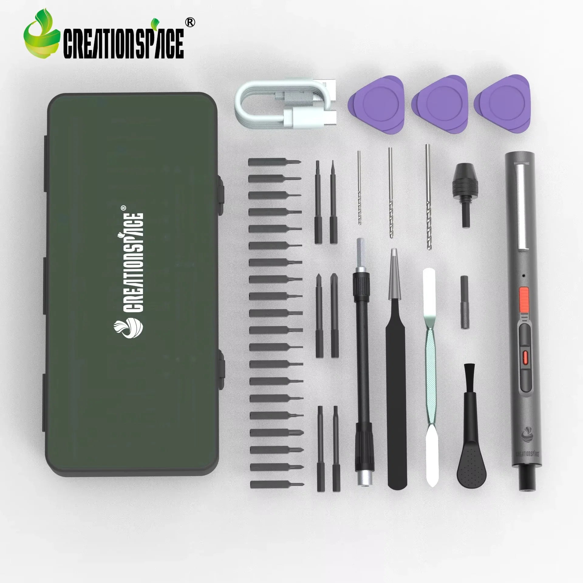 Creationspace Cordless Mini Electric Screwdriver Set - Compact & Powerful