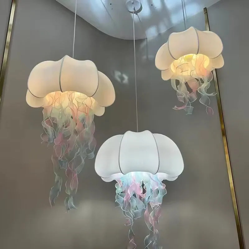 Elegant Silk Jellyfish Pendant Chandelier for Bedroom & Bar