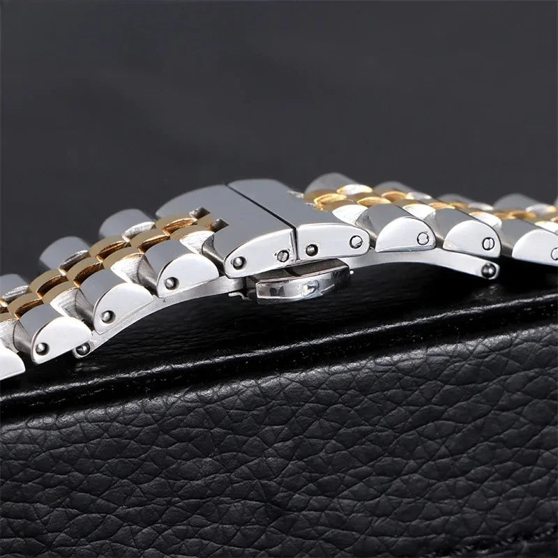 Curved End Stainless Steel Watch Band - 18mm, 20mm, 22mm Metal Strap