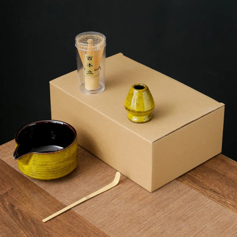 Japanese Matcha Tea Set - 7 or 4 Piece Bamboo Whisk & Bowl