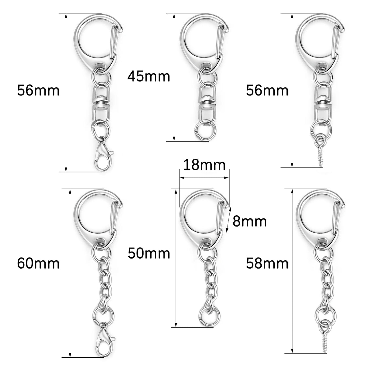 Lobster Clasp Key Rings - Zinc Alloy Connectors for DIY Jewelry
