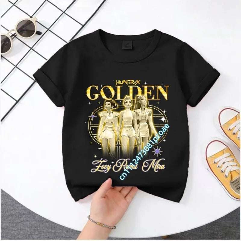 Cute Kpop Demon Hunters T-Shirt for Kids | Short Sleeve Cotton Tee