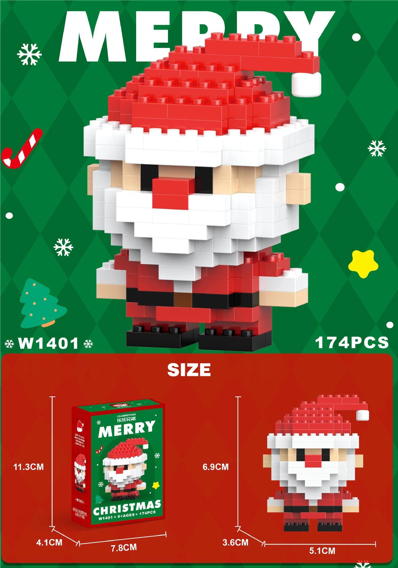 Festive Christmas Micro Brick Set - Santa, Snowman, Reindeer & Tree