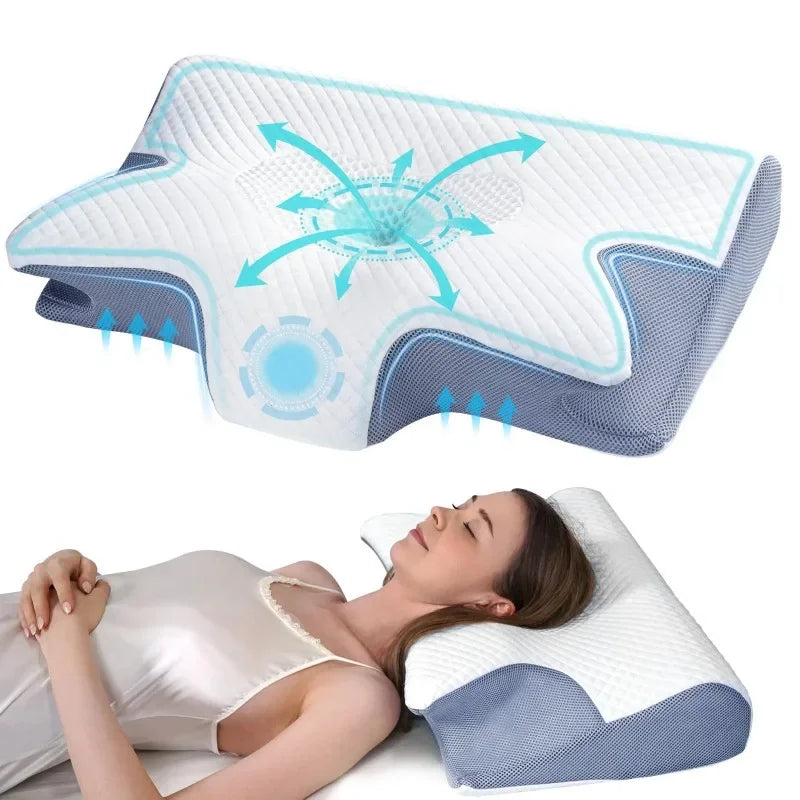 Ergonomic Memory Foam Pillow for Neck Pain Relief & Comfort