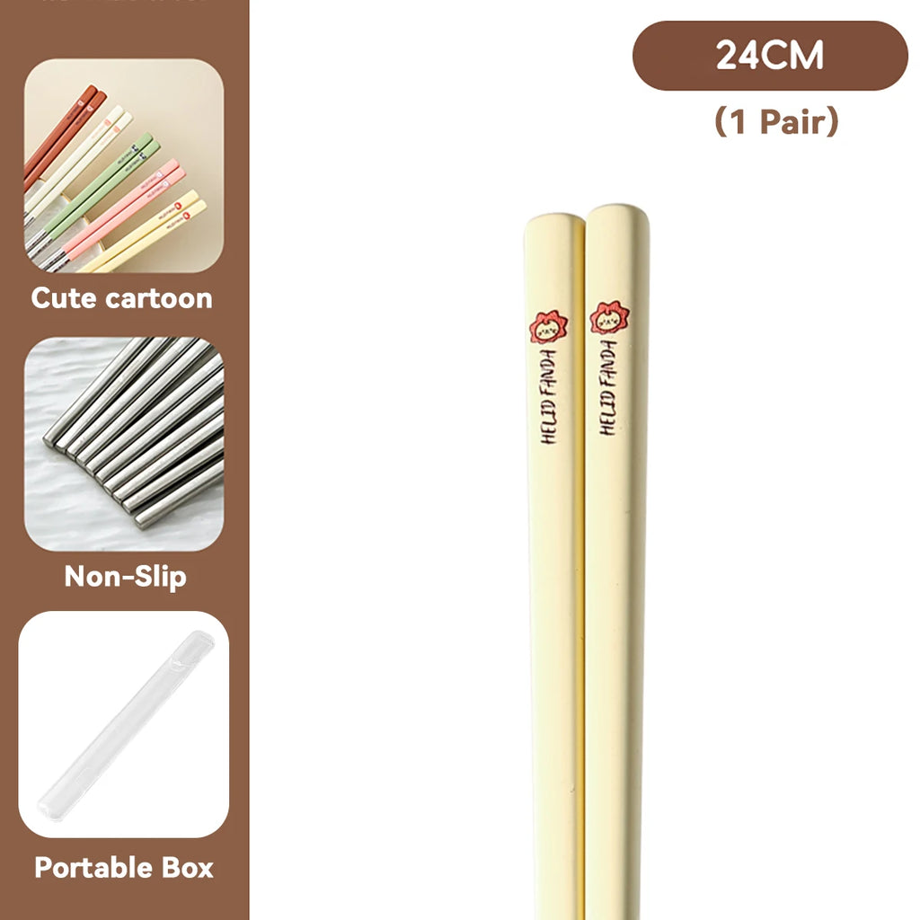 Cute Capybara Stainless Steel Chopsticks - Portable & Non-Slip