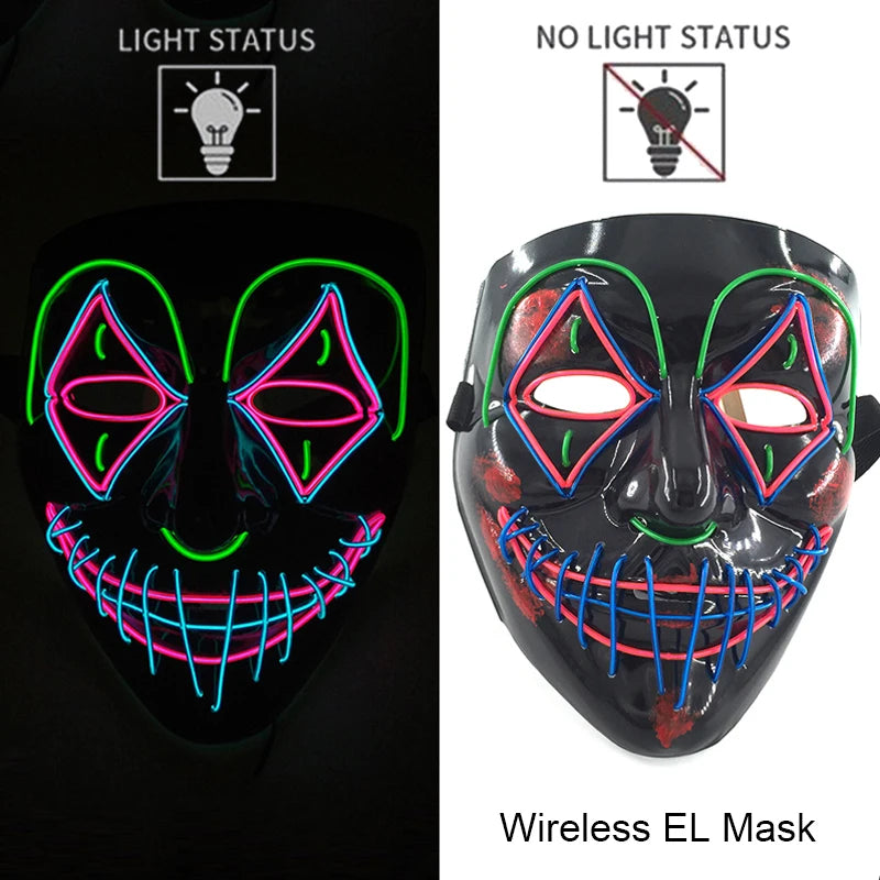 Glow-in-the-Dark Wireless LED Purge Mask for Halloween Cosplay