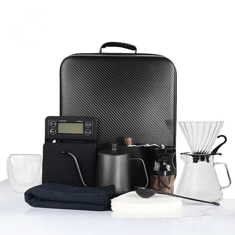 Portable Manual Coffee Grinder & Drip Kettle Set - Ideal for Camping